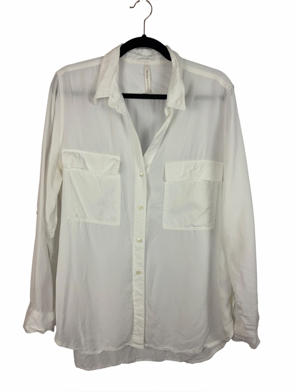 Aritzia The Group Babaton White Lyocell Button Front Utility Blouse Size Large